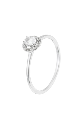 Ring Solitaire Topaze Blanche - Witgoud, Diamanten en Topaas