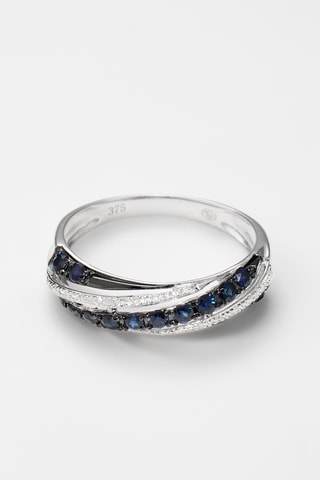 Ring Black Spiral - Witgoud, Diamanten en Saffier