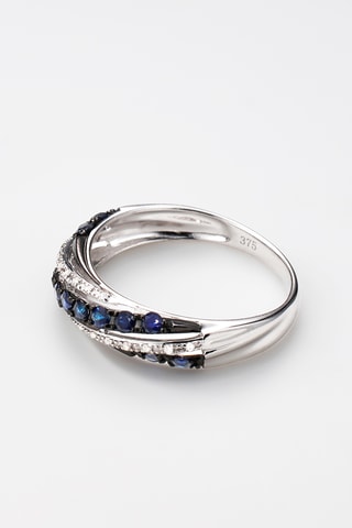 Ring Black Spiral - Witgoud, Diamanten en Saffier