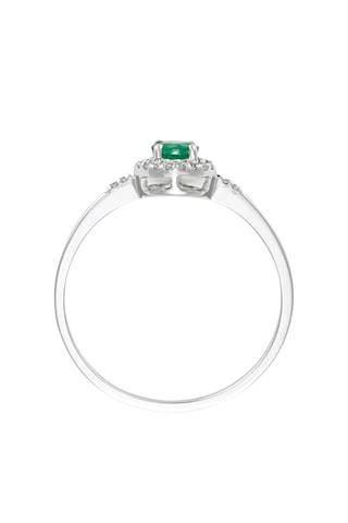 Ring Rond d’Emeraude - Witgoud, Diamanten en Smaragden