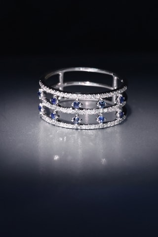 Ring Couronne de Saphirs - Witgoud, Diamanten en Saffieren