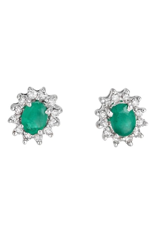 Oorbellen Etoile - Witgoud, Smaragden en Diamanten 