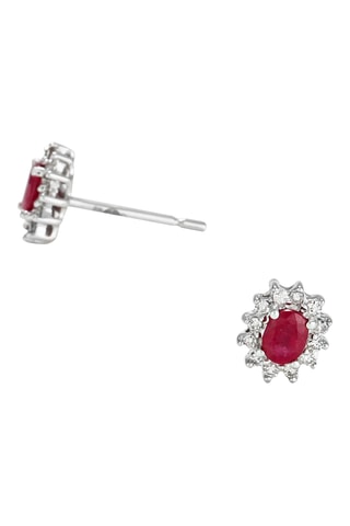 Oorbellen Etoile - Witgoud, Robijn en Diamanten 