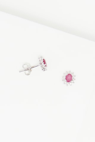 Oorbellen Etoile - Witgoud, Robijn en Diamanten 