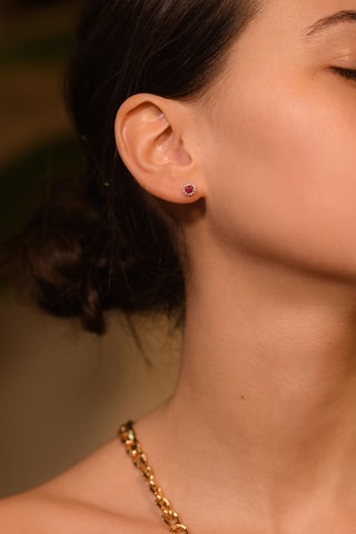 Oorbellen Etoile - Witgoud, Robijn en Diamanten 