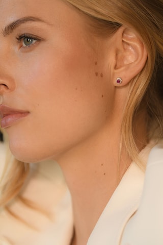 Oorbellen Etoile - Witgoud, Robijn en Diamanten 