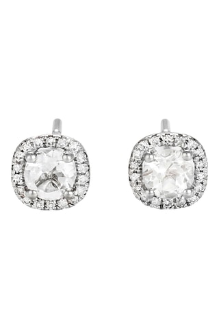 Oorbellen Carré Topazien - Witgoud, Diamanten en Topazen