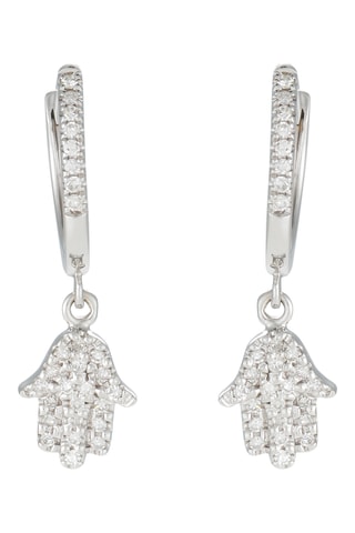 Oorbellen Charms Hands - Witgoud en Diamanten