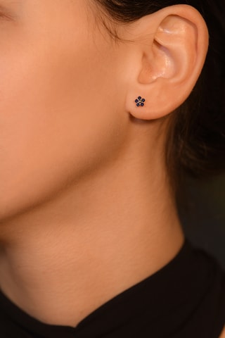 Oorbellen Surya - Witgoud en Saffieren