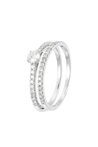 2 Ringen Noble Solitaire - Witgoud, Diamanten en Solitair