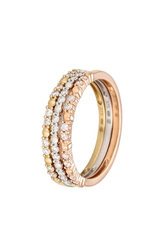 3 Ringen Trio de Alianzas - Witgoud, Geelgoud, Roségoud en Diamanten