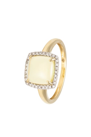 Ring Lemon Square - Geelgoud, Diamanten en Kwarts