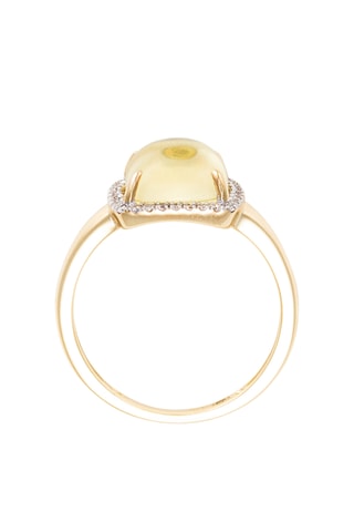 Ring Lemon Square - Geelgoud, Diamanten en Kwarts