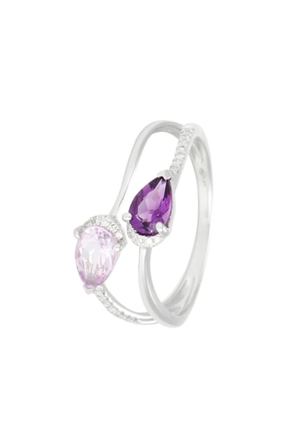 Ring Lauriane - Witgoud, Diamant en Amethist