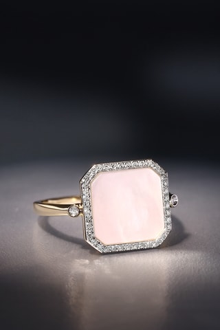 Ring Emilia - Geelgoud, Diamanten en Parelmoer