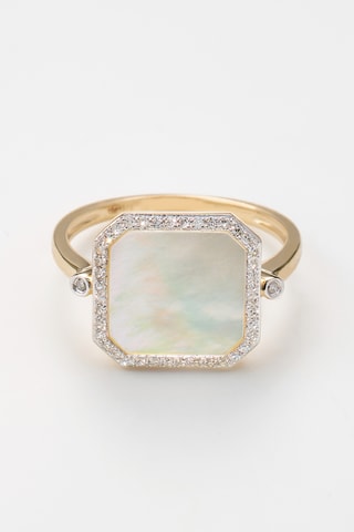 Ring Emilia - Geelgoud, Diamanten en Parelmoer