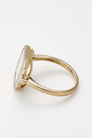 Ring Emilia - Geelgoud, Diamanten en Parelmoer