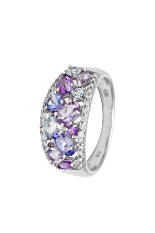 Ring Blueymix - Witgoud, Diamanten, Amethisten, Tanzaniet en Topazen