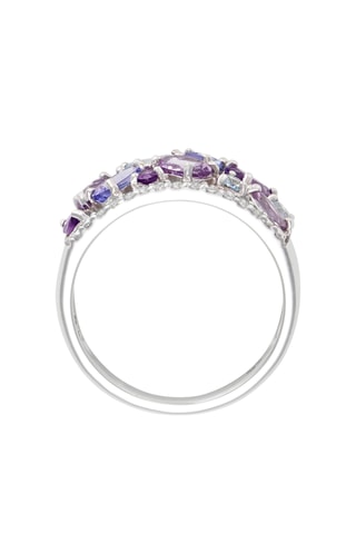 Ring Blueymix - Witgoud, Diamanten, Amethisten, Tanzaniet en Topazen