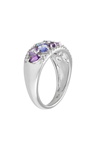 Ring Blueymix - Witgoud, Diamanten, Amethisten, Tanzaniet en Topazen