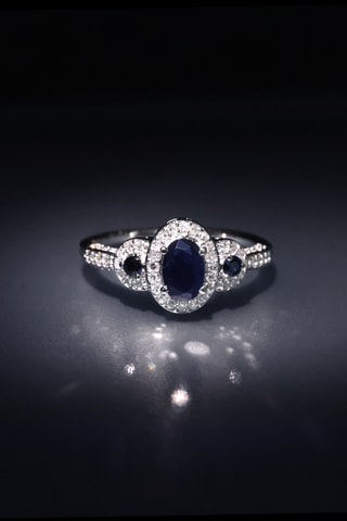 Ring Les Mots Bleus - Witgoud, Diamanten en Saffier