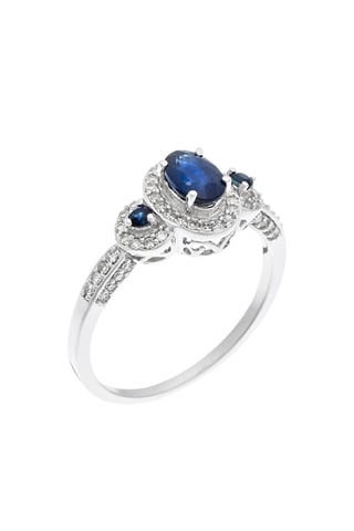 Ring Les Mots Bleus - Witgoud, Diamanten en Saffier