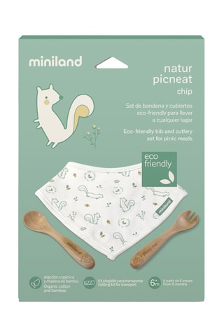 Conjunto babete e talheres de bambu - Verde - A partir dos 6 meses