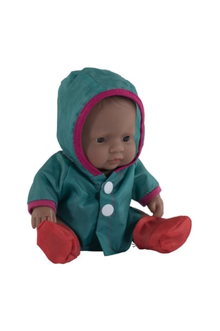 Vestido e botas de chuva para boneca - 21 cm