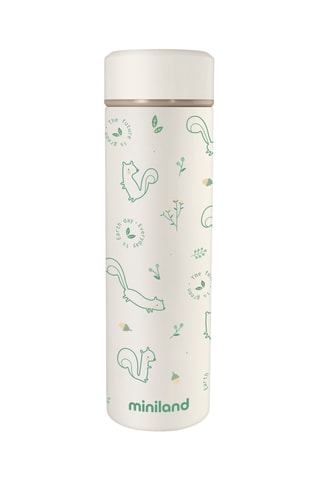 Garrafa térmica de aço inoxidável 450 ml - Branco e verde