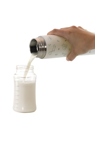 Garrafa térmica de aço inoxidável 450 ml - Branco e verde