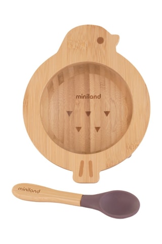 Tigela e colher em bambu e silicone - A partir do nascimento