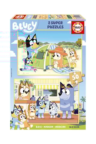 2 puzzle Bluey in legno - 2 x 50 pezzi - Da 4 anni