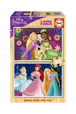 2 puzzle Principesse Disney in legno - 2 x 25 pezzi - Da 4 anni