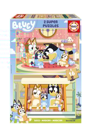 2 puzzles em madeira Bluey – 2 x 16 peças