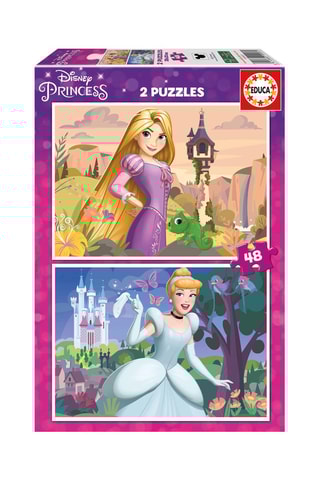 2 puzzles Rapunzel e Cinderela Princesas Disney - 2 x 48 peças