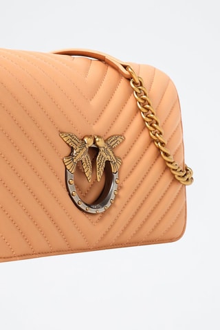 Mala de tiracolo de couro de carneiro Love Click Classic - Castanho-claro