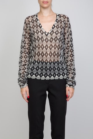 Camisola em lã e mohair - Preto e branco