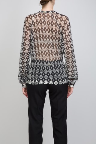 Camisola em lã e mohair - Preto e branco