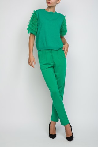 Calças de cintura subida - Verde-escuro