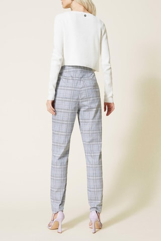 Calças corte cenoura cintura subida Cinzento-claro mesclado