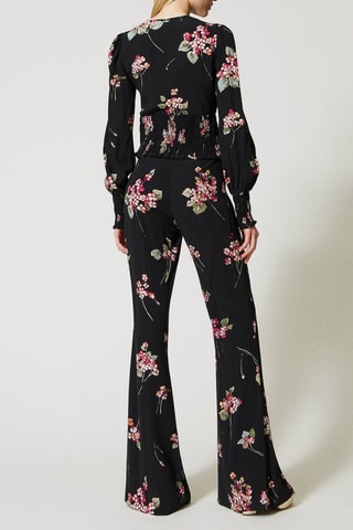 Pantalón palazzo de tiro alto - Negro