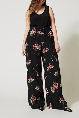 Pantalón palazzo de tiro alto - Negro