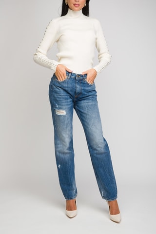 Calças de ganga cintura subida - Azul