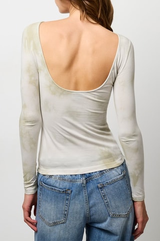 Top met Tie and Dye- Ecru en Kaki