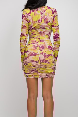 Vestido justo - Bege e verde