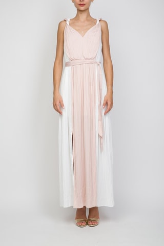 Vestido comprido - Rosa e branco