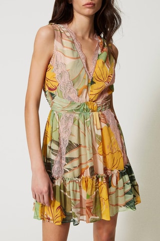 Vestido com folhos - Amarelo