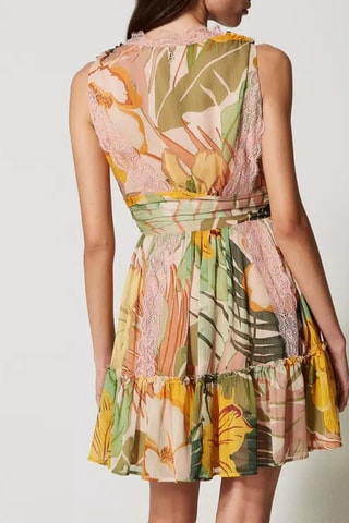 Vestido com folhos - Amarelo