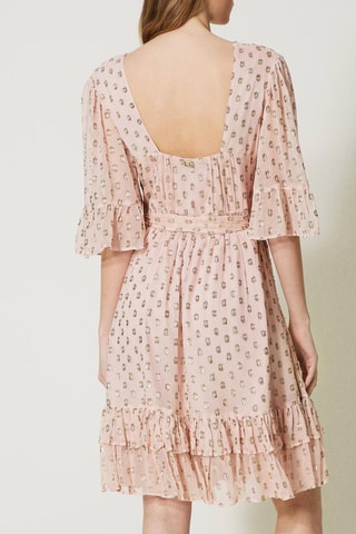 Vestido com folhos - Rosa