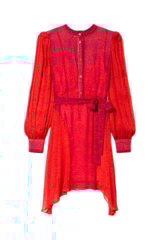 Vestido assimétrico - Laranja e fúcsia